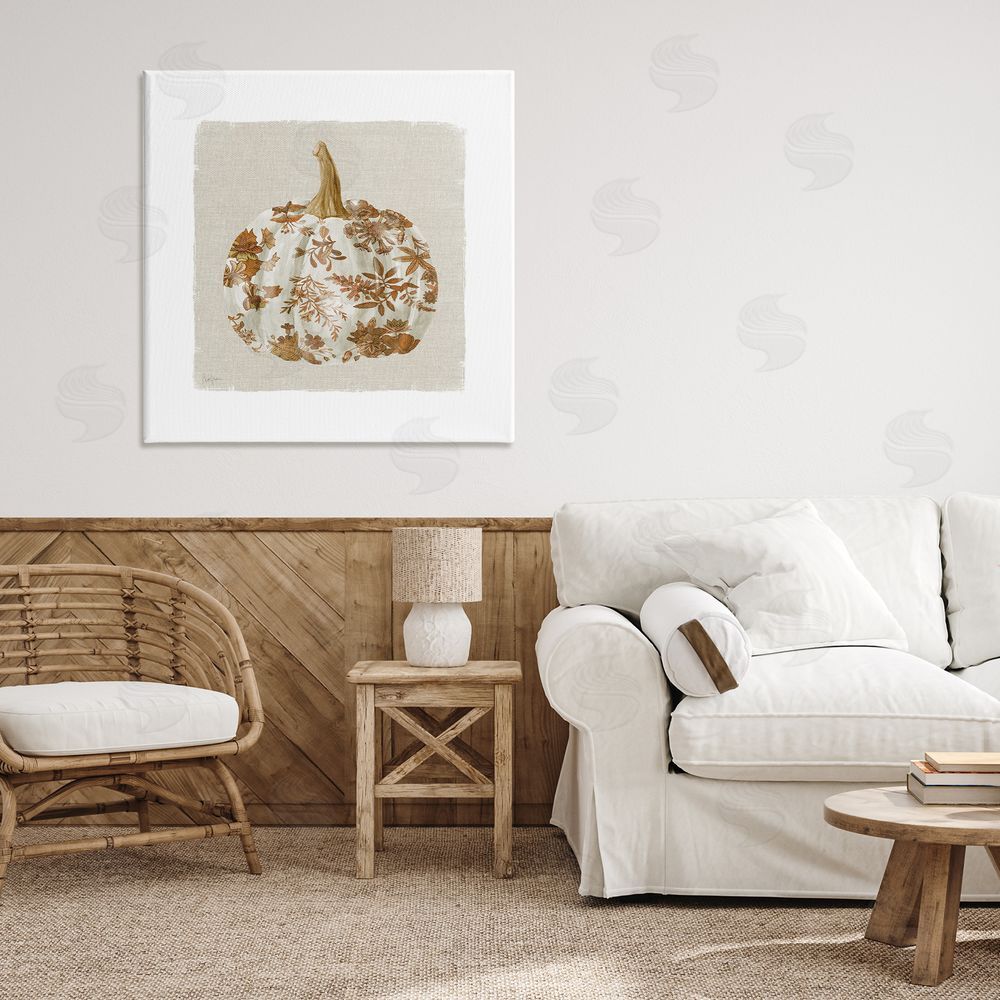 Livi Finn Harvest Pumpkin with Floral Pattern Canvas Art on Wall