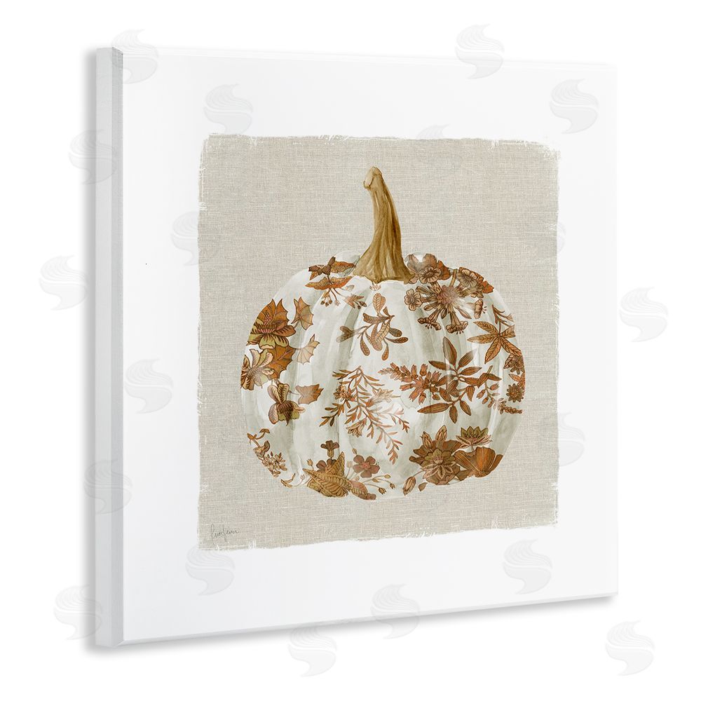 Livi Finn Harvest Pumpkin with Floral Pattern Wall Plaque Art Print