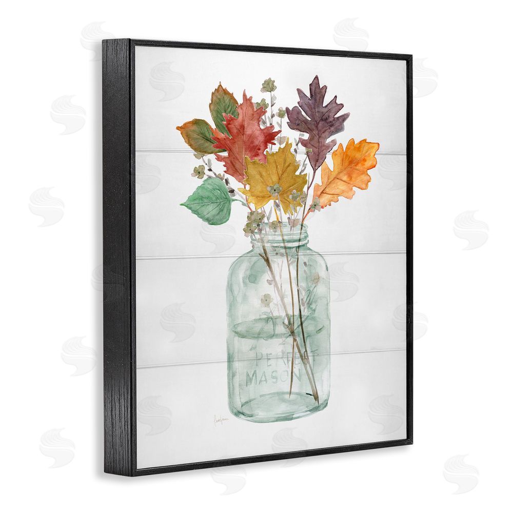 Livi Finn Harvest Home Leaves Jar Black Framed Giclee Wall Art Print