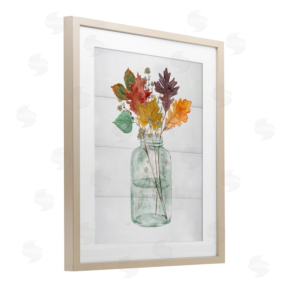 Livi Finn Harvest Home Leaves Jar Birch Framed Print Under Glass with White Mat Wall Art
