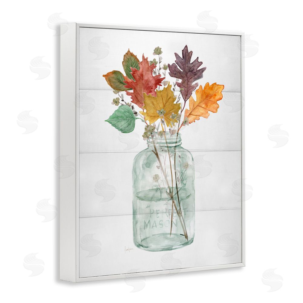 Livi Finn Harvest Home Leaves Jar White Framed Giclee Wall Art Print