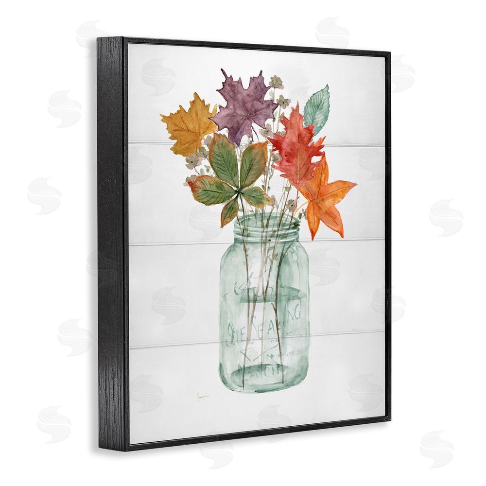 Livi Finn Harvest Home Leaves Black Framed Giclee Wall Art Print