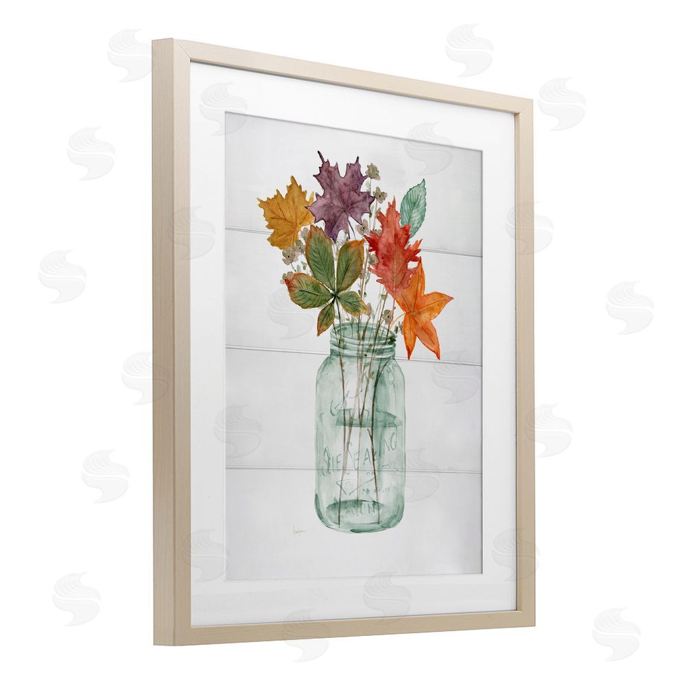 Livi Finn Harvest Home Leaves Birch Framed Print Under Glass with White Mat Wall Art