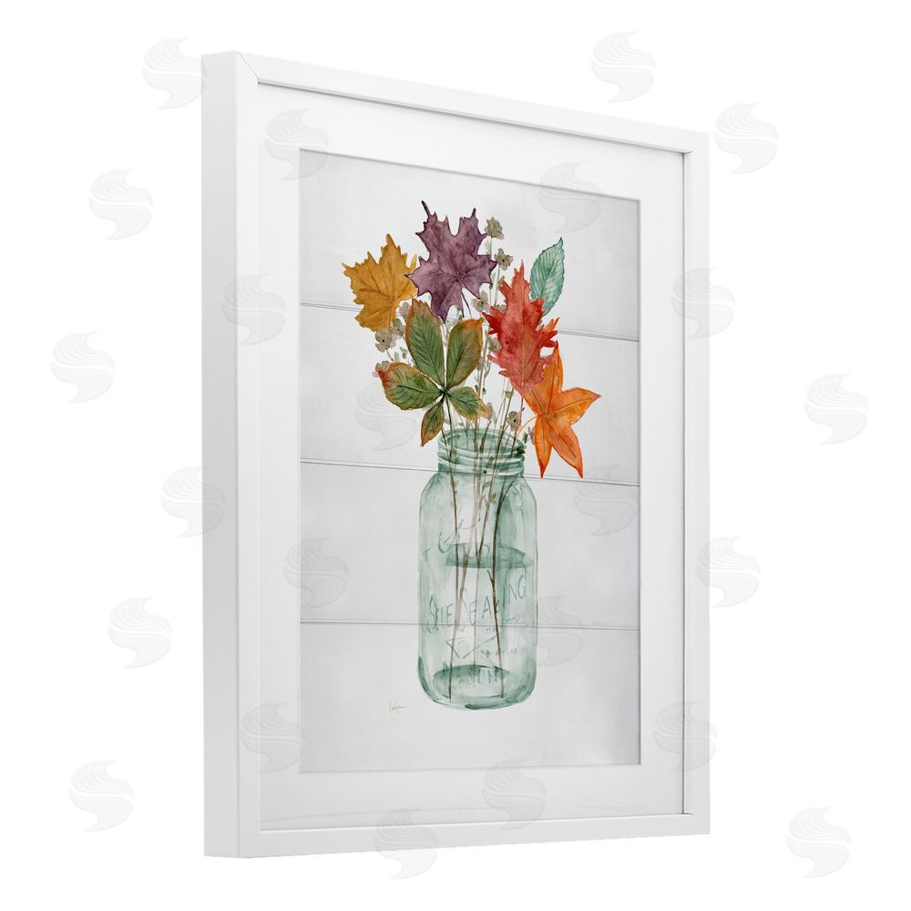 Livi Finn Harvest Home Leaves White Framed Print Under Glass with Mat Wall Art
