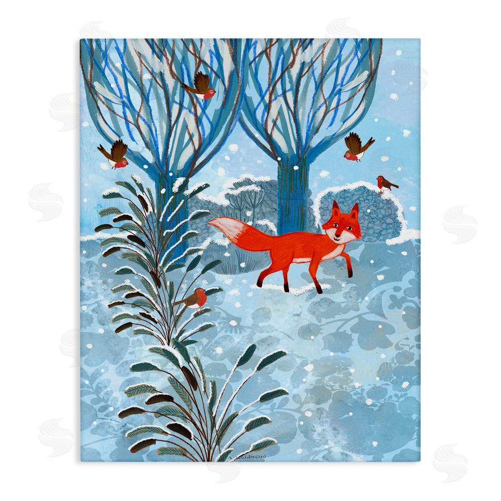 Kay Widdowson Festive Fox Winter Woodlands Canvas Wall Art Print