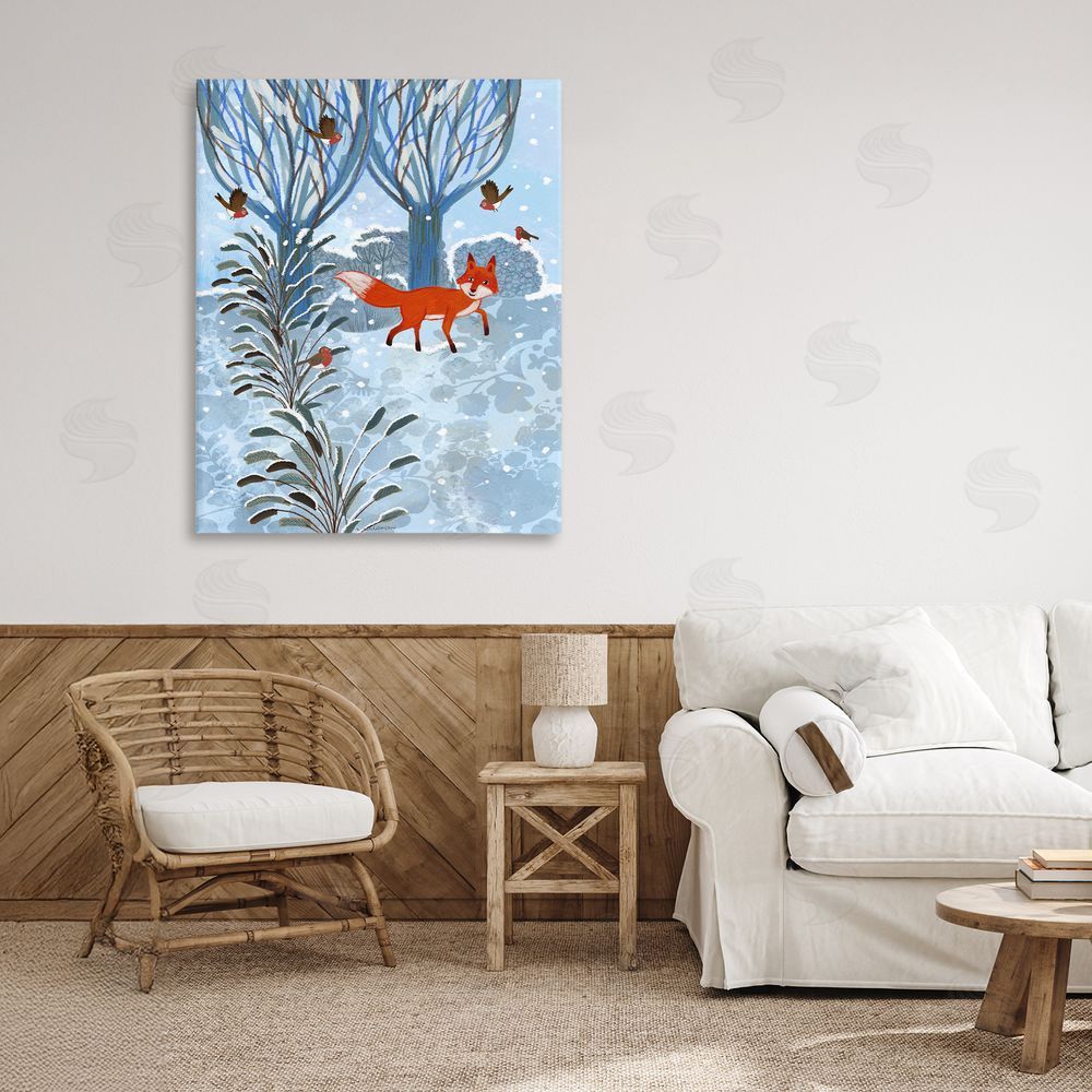 Kay Widdowson Festive Fox Winter Woodlands Canvas Art on Wall