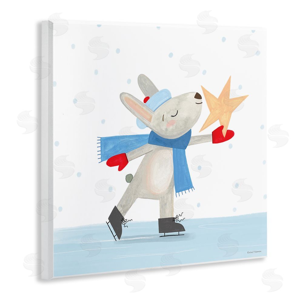 Rachel Nieman Ice Skating Bunny with Star Wall Plaque Art Print