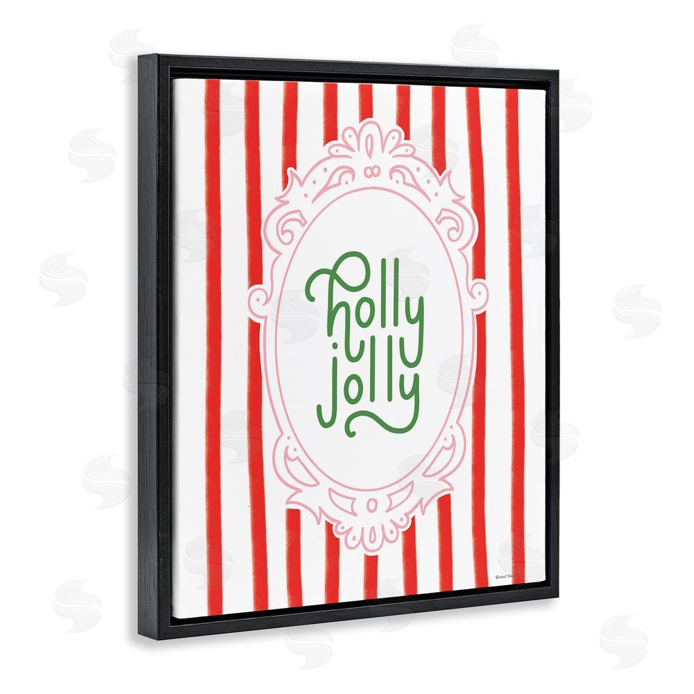 Rachel Nieman Holly Jolly Ornate Border Black Floating Frame Canvas Wall Art Print