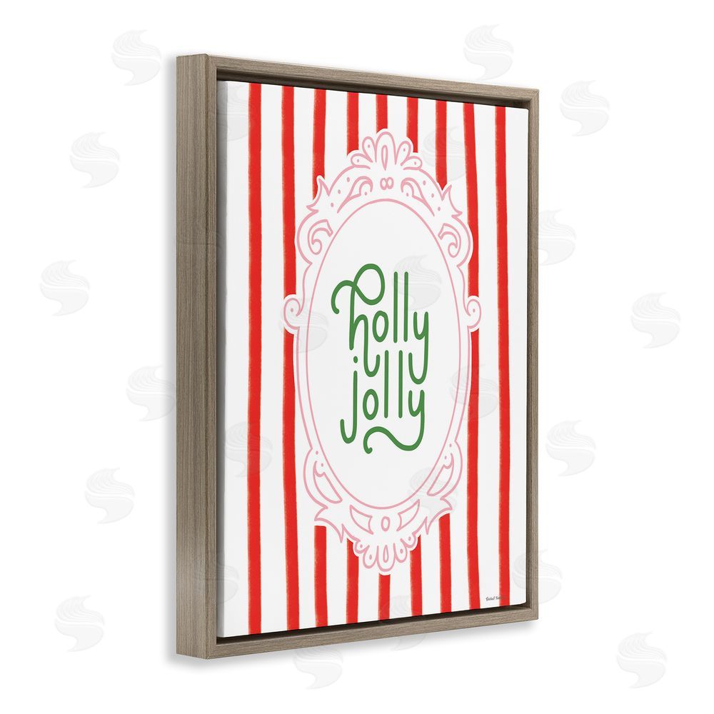 Rachel Nieman Holly Jolly Ornate Border Brown Floating Frame Canvas Wall Art Print