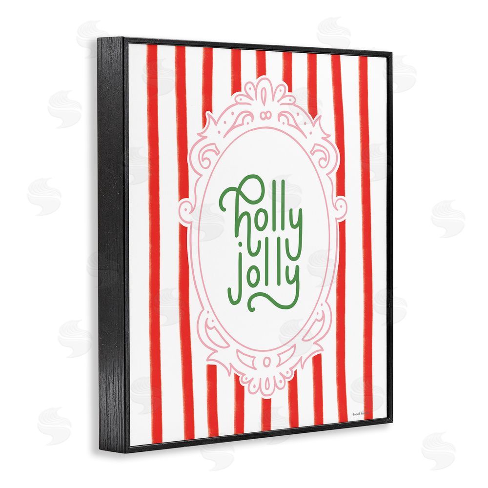 Rachel Nieman Holly Jolly Ornate Border Black Framed Giclee Wall Art Print