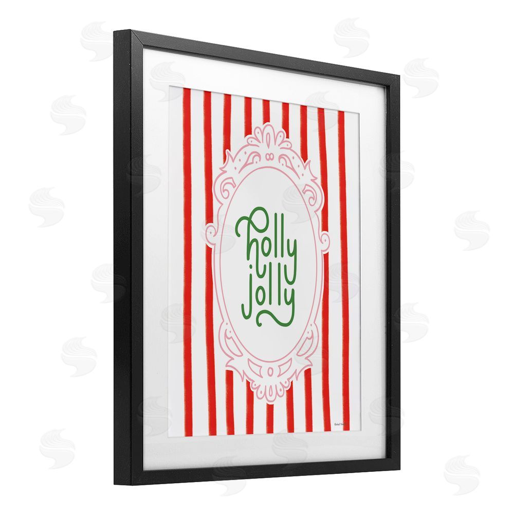Rachel Nieman Holly Jolly Ornate Border Black Framed Print Under Glass with White Mat Wall Art