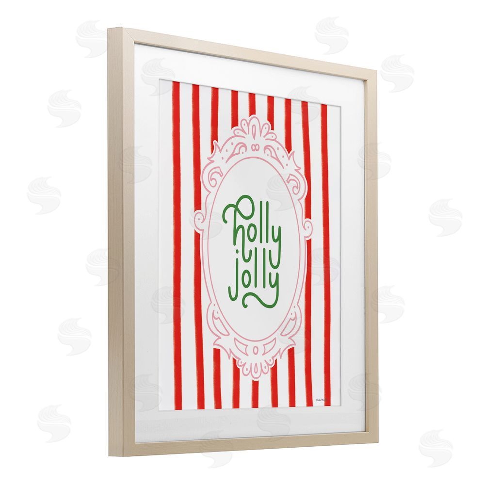 Rachel Nieman Holly Jolly Ornate Border Birch Framed Print Under Glass with White Mat Wall Art