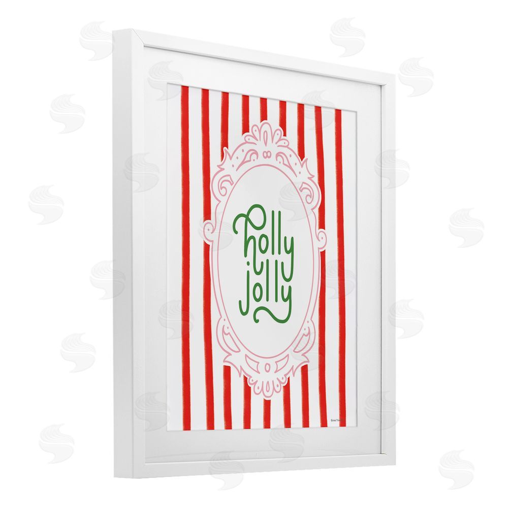 Rachel Nieman Holly Jolly Ornate Border White Framed Print Under Glass with Mat Wall Art