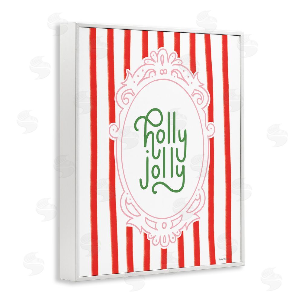 Rachel Nieman Holly Jolly Ornate Border White Framed Giclee Wall Art Print