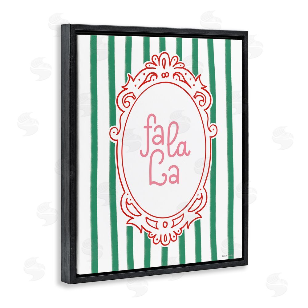 Rachel Nieman Fa La La Ornate Border Black Floating Frame Canvas Wall Art Print