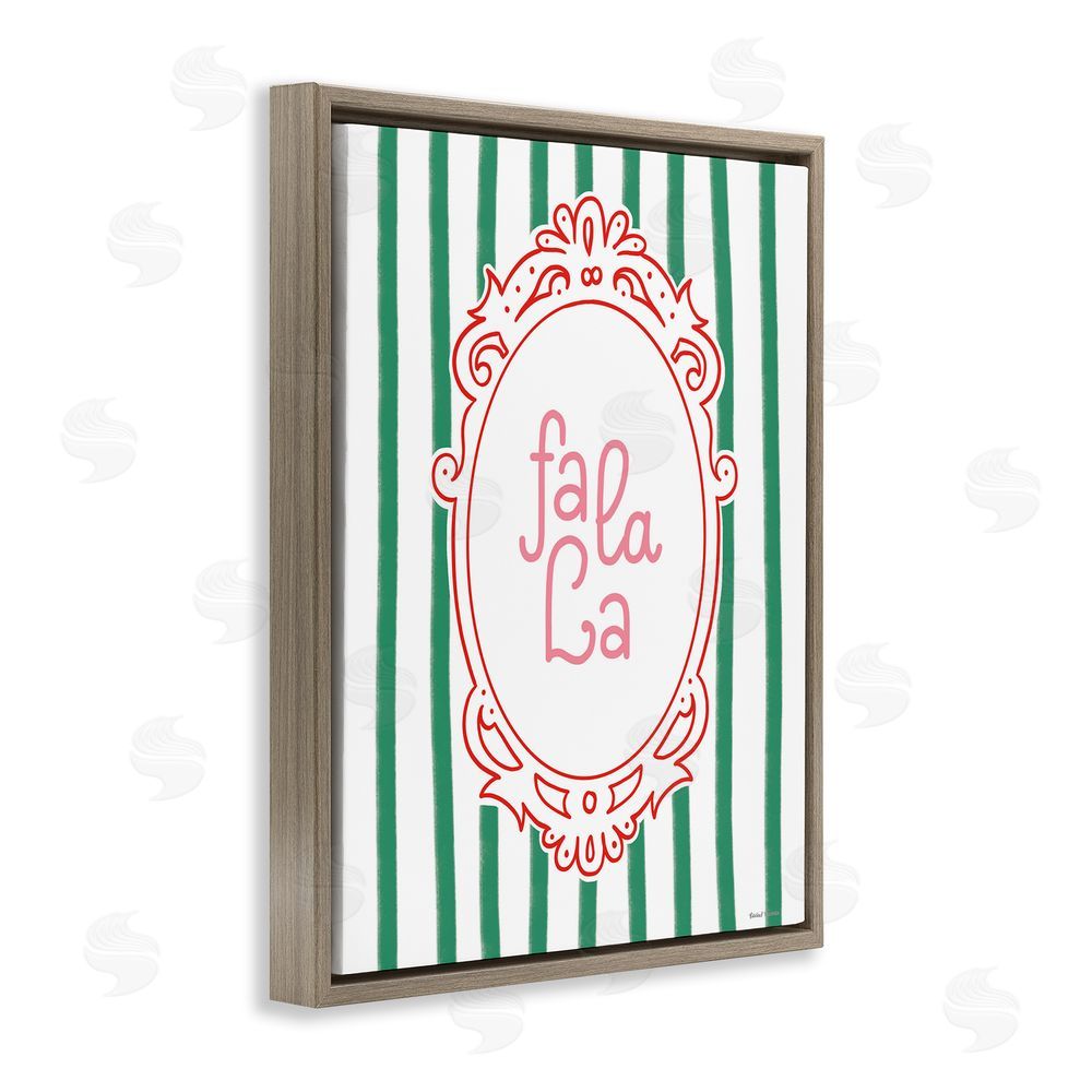 Rachel Nieman Fa La La Ornate Border Brown Floating Frame Canvas Wall Art Print