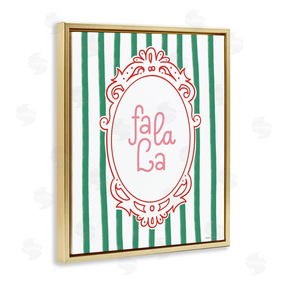 Rachel Nieman Fa La La Ornate Border Gold Floating Frame Canvas Wall Art Print