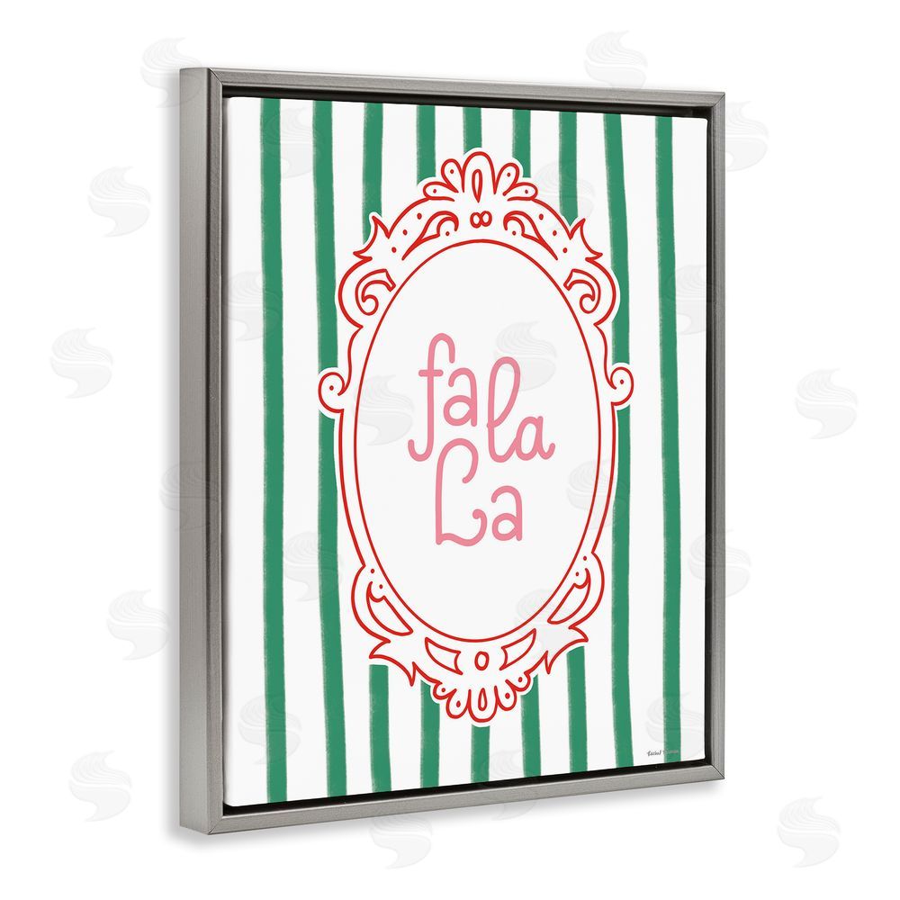 Rachel Nieman Fa La La Ornate Border Gray Floating Frame Canvas Wall Art Print