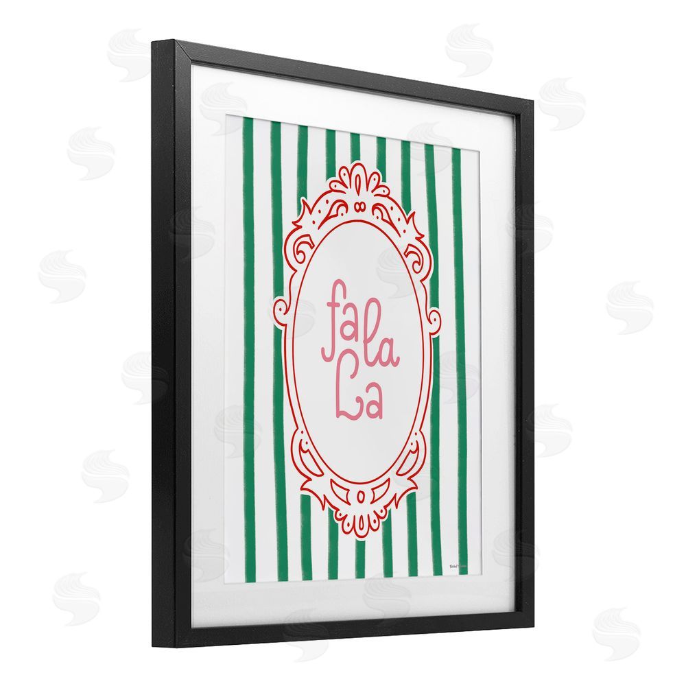 Rachel Nieman Fa La La Ornate Border Black Framed Print Under Glass with White Mat Wall Art