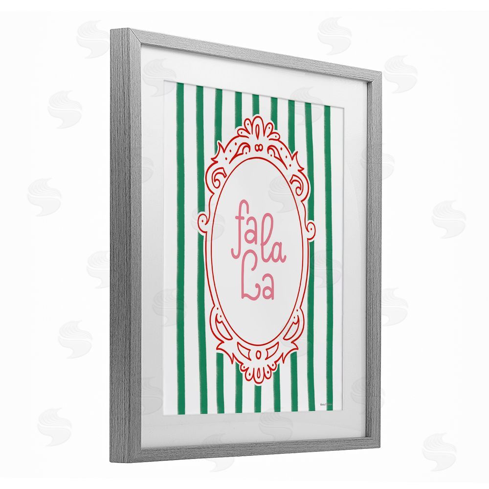 Rachel Nieman Fa La La Ornate Border Gray Framed Print Under Glass with White Mat Wall Art