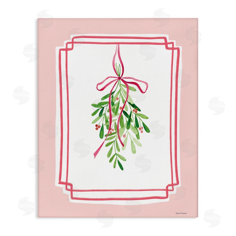 Rachel Nieman Mistletoe on Pastel Pink Canvas Wall Art Print