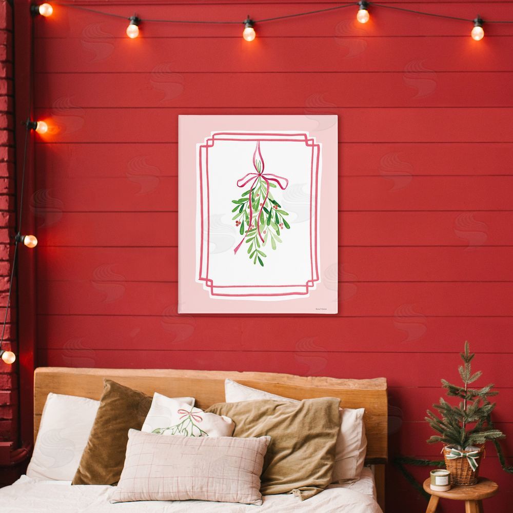 Rachel Nieman Mistletoe on Pastel Pink Canvas Art on Wall