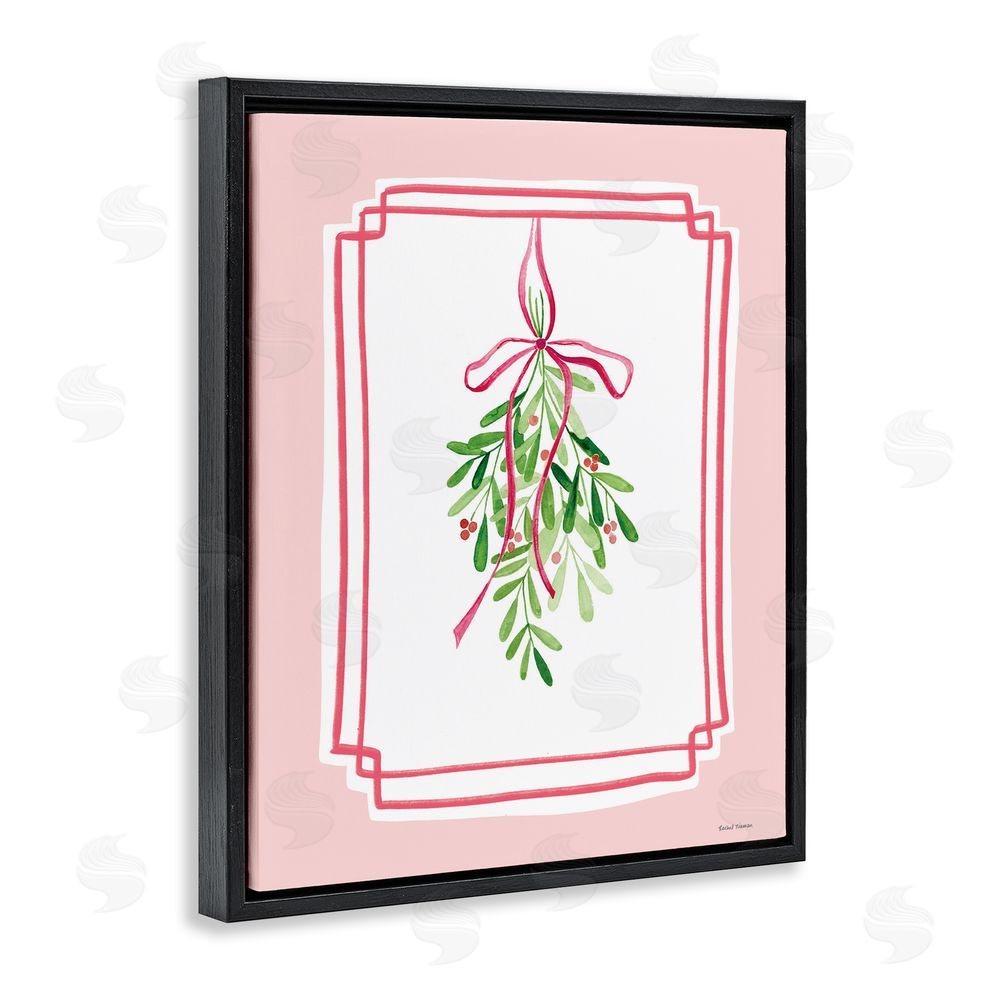 Rachel Nieman Mistletoe on Pastel Pink Black Floating Frame Canvas Wall Art Print
