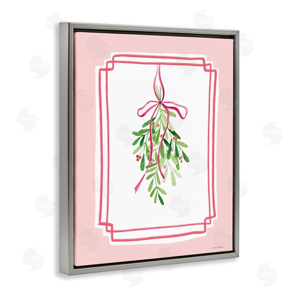 Rachel Nieman Mistletoe on Pastel Pink Gray Floating Frame Canvas Wall Art Print