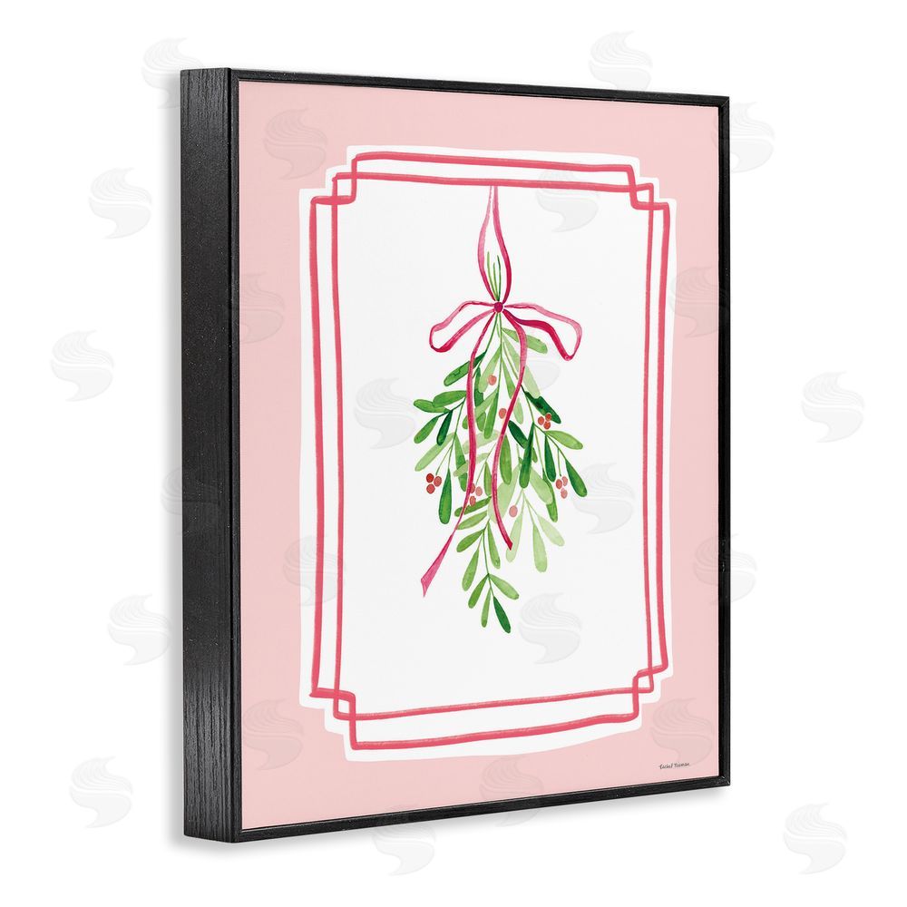 Rachel Nieman Mistletoe on Pastel Pink Black Framed Giclee Wall Art Print