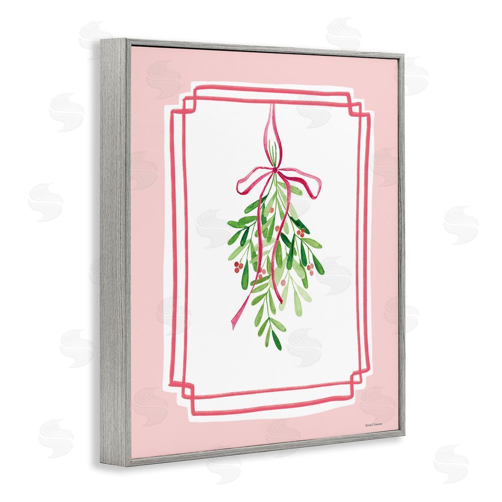 Rachel Nieman Mistletoe on Pastel Pink Gray Framed Giclee Wall Art Print