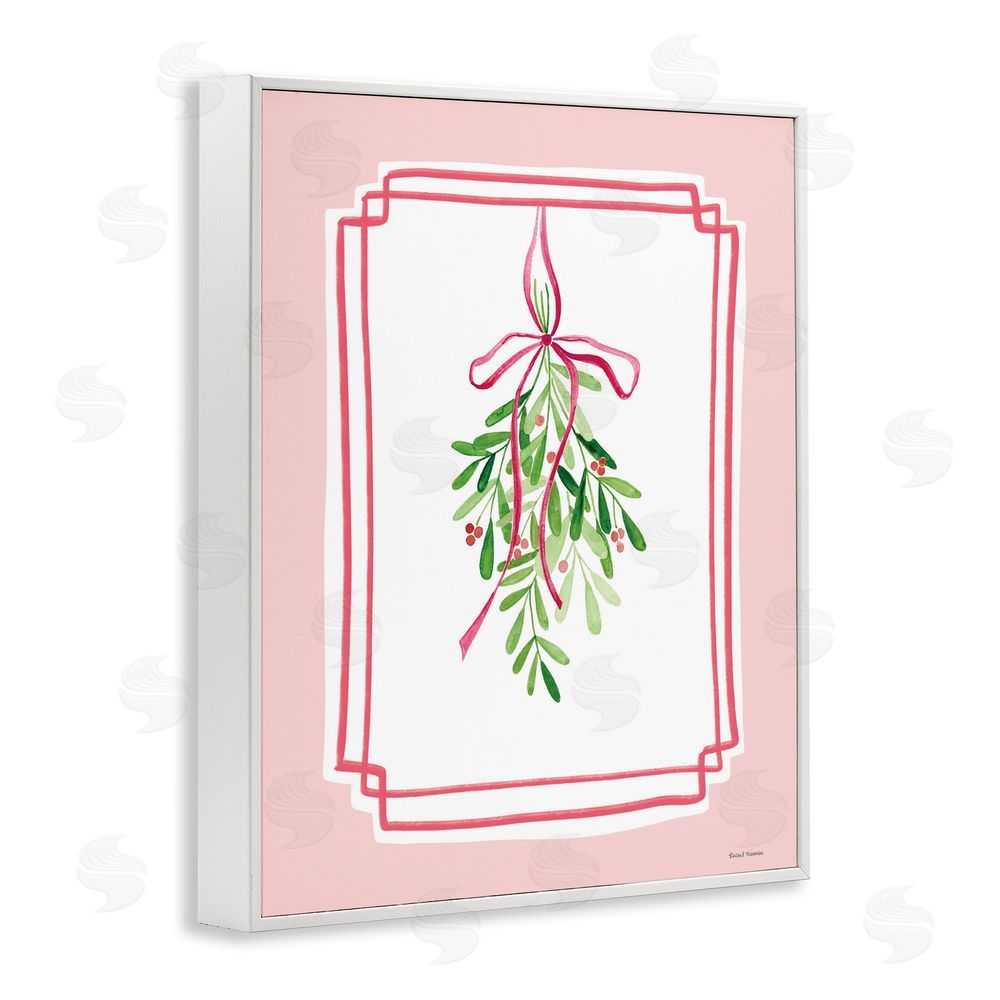 Rachel Nieman Mistletoe on Pastel Pink White Framed Giclee Wall Art Print