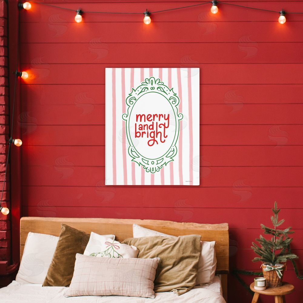Rachel Nieman Merry and Bright Ornate Border Canvas Art on Wall