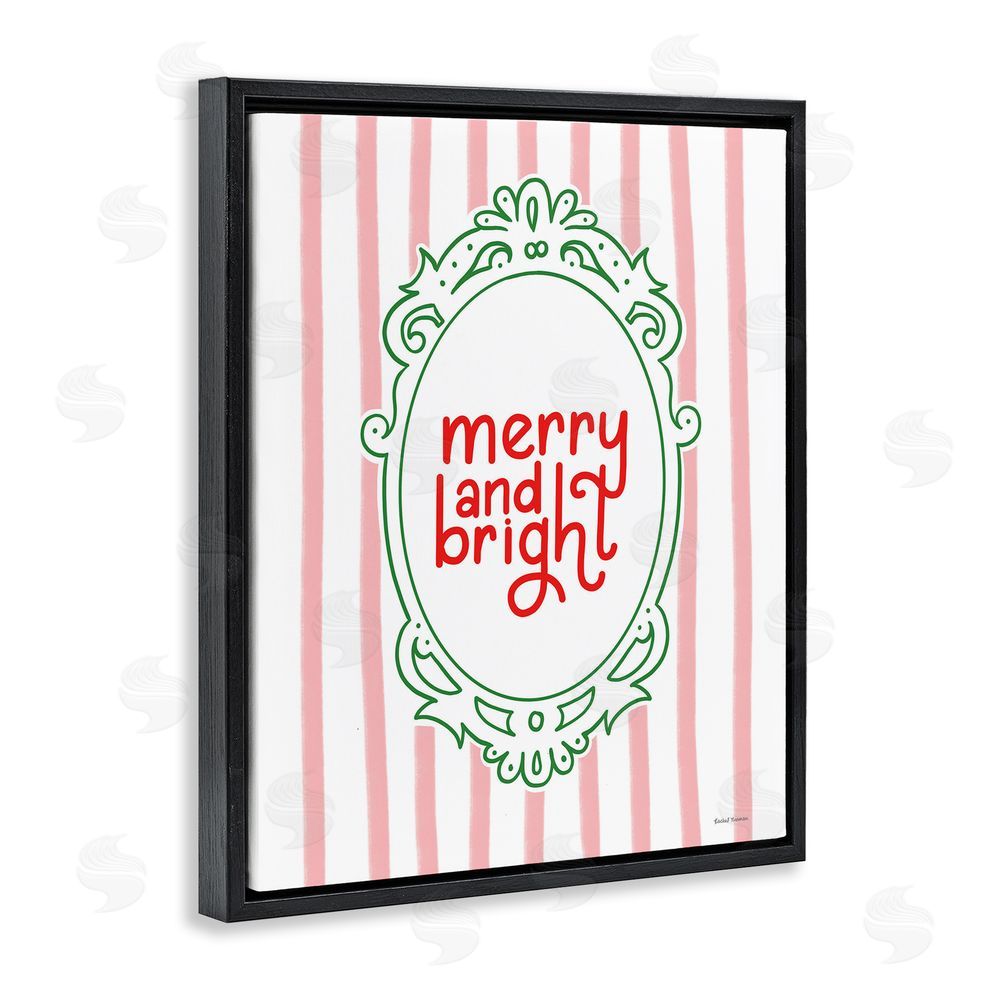Rachel Nieman Merry and Bright Ornate Border Black Floating Frame Canvas Wall Art Print