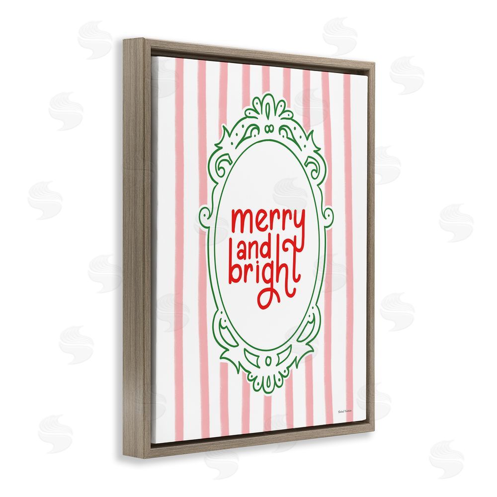 Rachel Nieman Merry and Bright Ornate Border Brown Floating Frame Canvas Wall Art Print