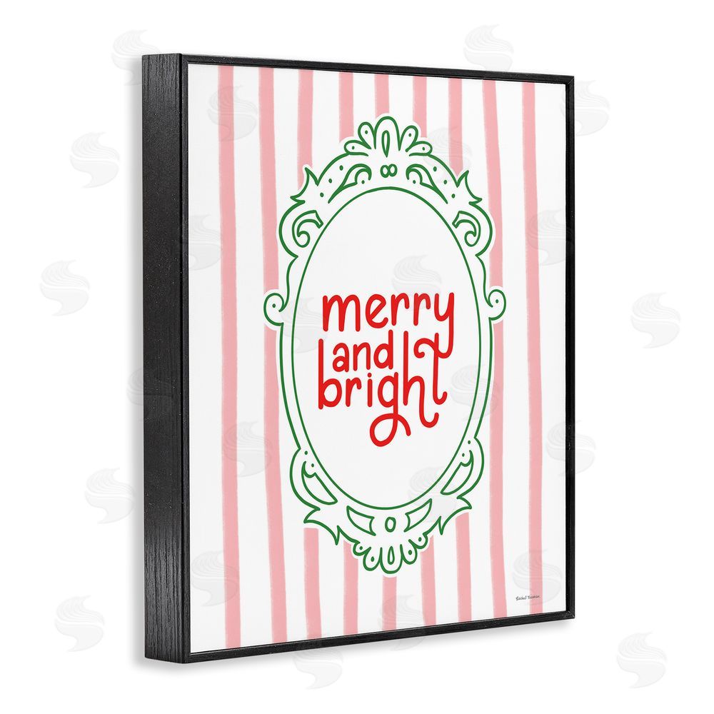 Rachel Nieman Merry and Bright Ornate Border Black Framed Giclee Wall Art Print