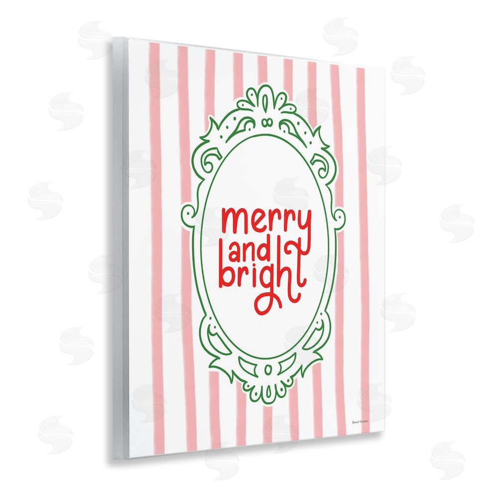 Rachel Nieman Merry and Bright Ornate Border Wall Plaque Art Print
