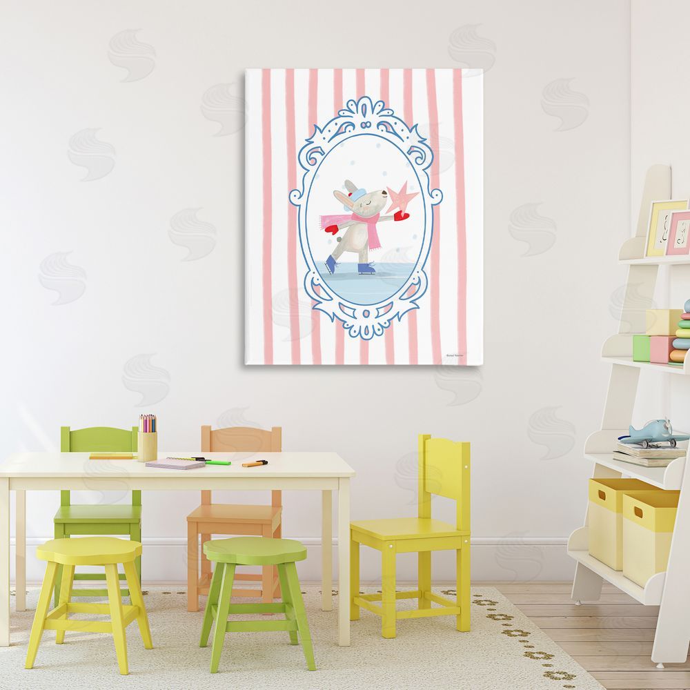Rachel Nieman Wintery Bunny Ice Skating Canvas Art on Wall