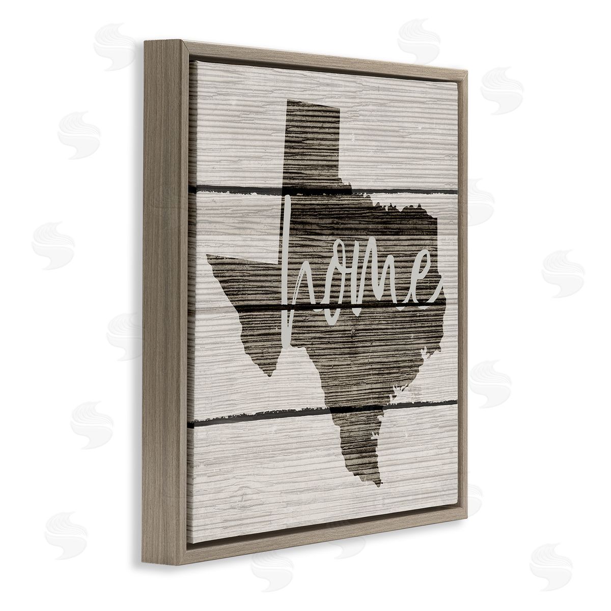 Texas Rustic Typography Map Brown Floating Frame Canvas Wall Art, Home Decor by Stupell Studio