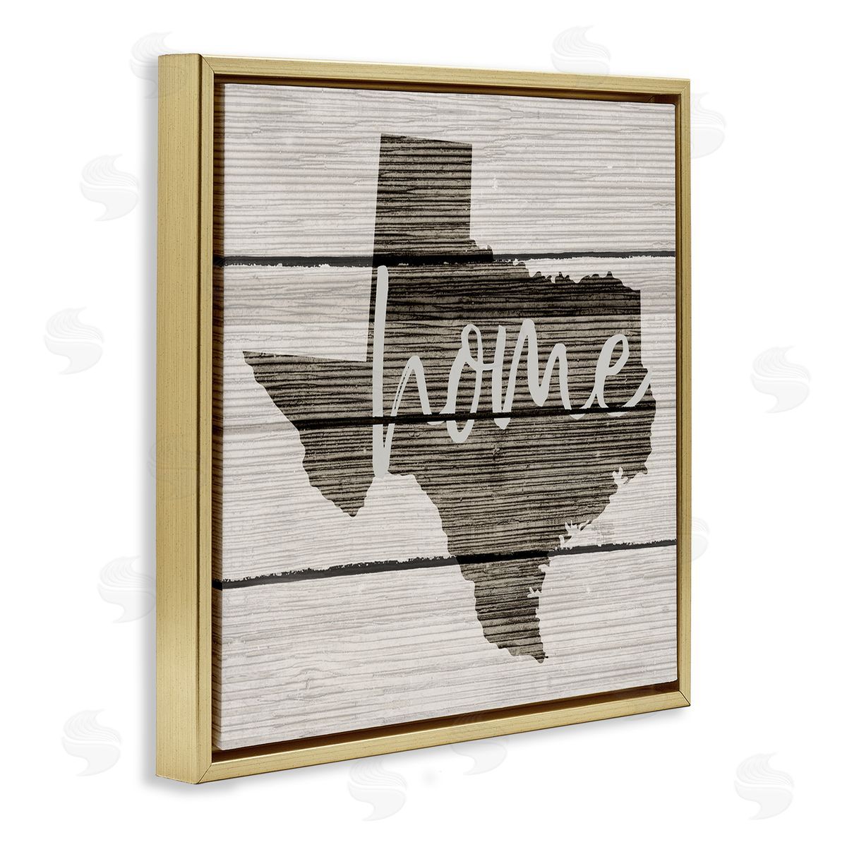 Texas Rustic Typography Map Gold Floating Frame Canvas Wall Art, Home Decor by Stupell Studio