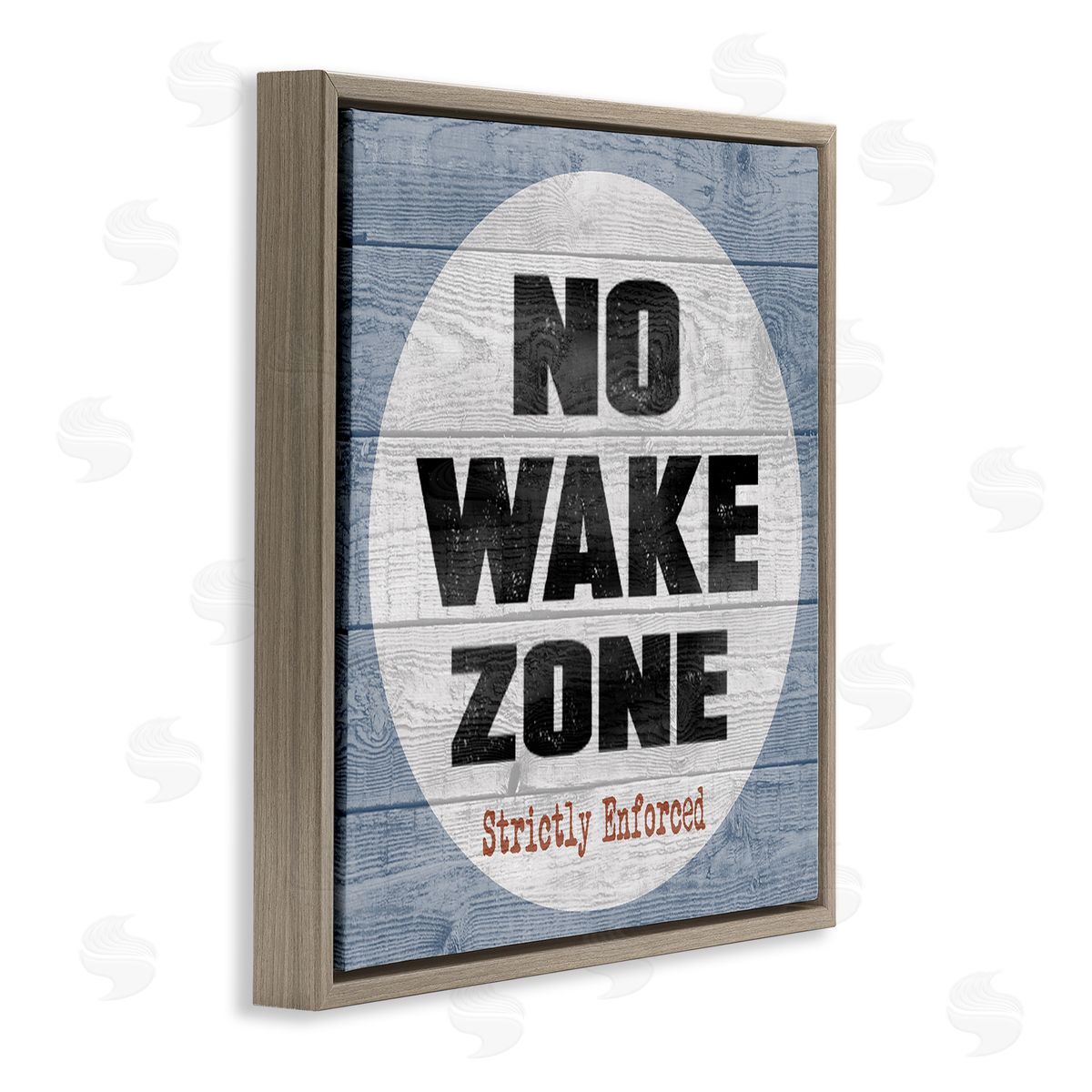 No Wake Zone Beach Planks Brown Floating Frame Canvas Wall Art, Home Decor by Regina Nouvel