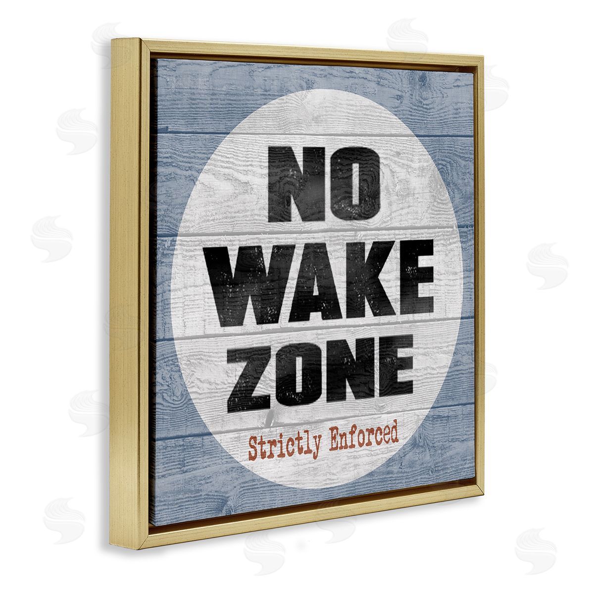No Wake Zone Beach Planks Gold Floating Frame Canvas Wall Art, Home Decor by Regina Nouvel