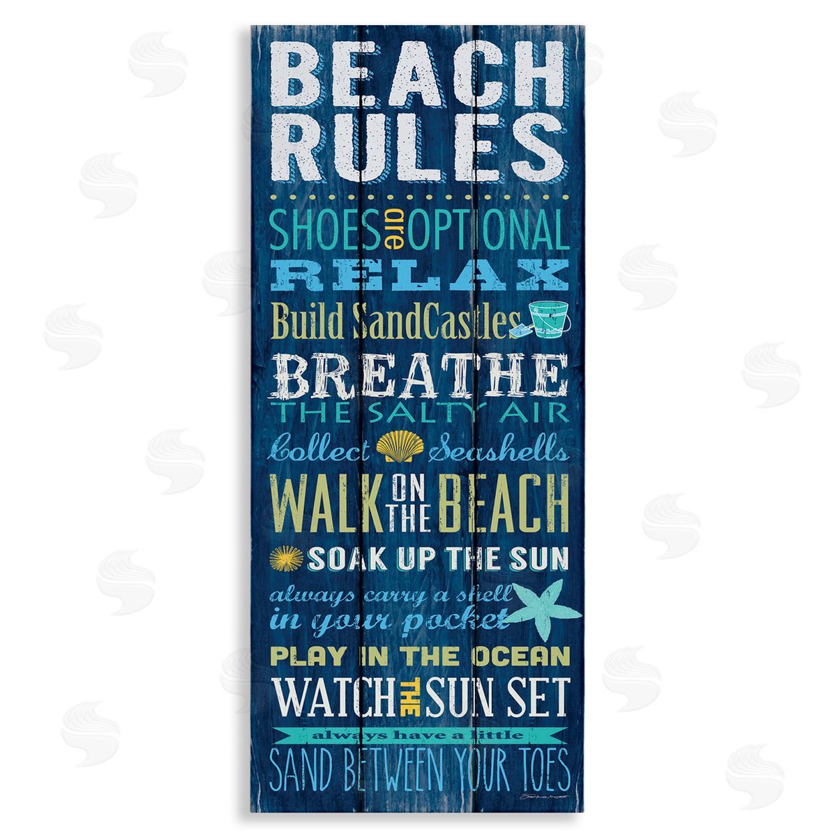 Beach Rules Relax Breathe Canvas Wall Art, Home Decor by Stephanie Workman Marrott