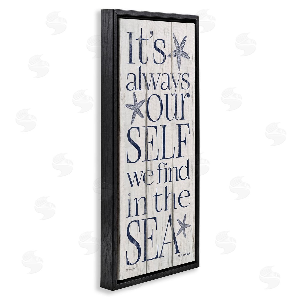 Find Self In Sea Phrase Black Floating Frame Canvas Wall Art, Home Decor by Stephanie Workman Marrott