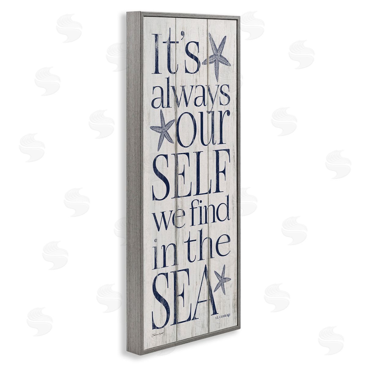 Find Self In Sea Phrase Grey Frame Print Wall Art, Home Decor by Stephanie Workman Marrott