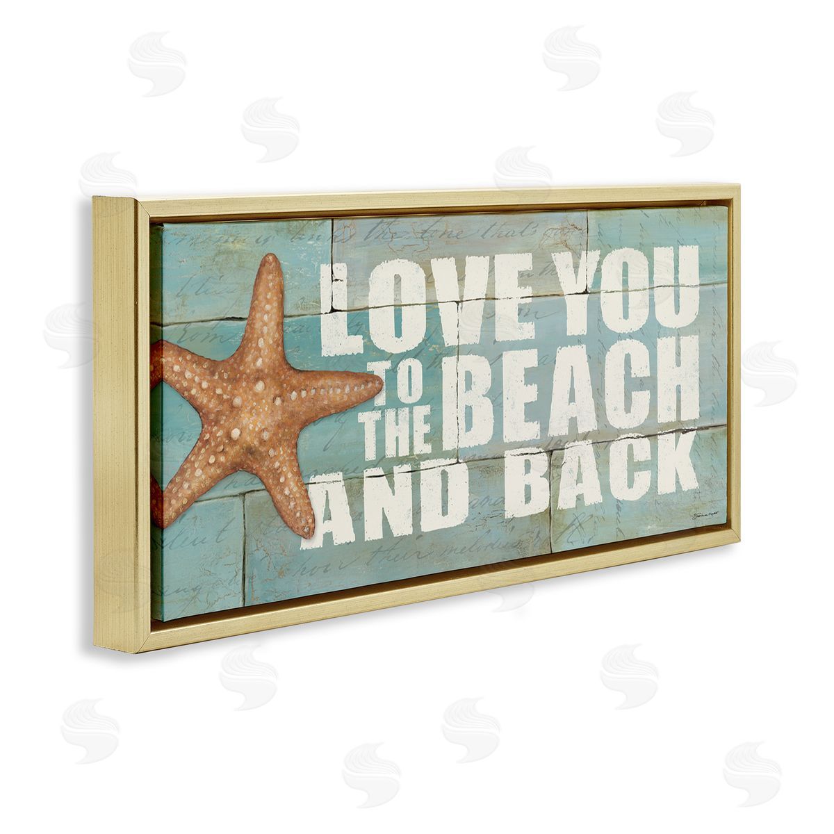 Beach & Back on Bricks Gold Floating Frame Canvas Wall Art, Home Decor by Stephanie Workman Marrott