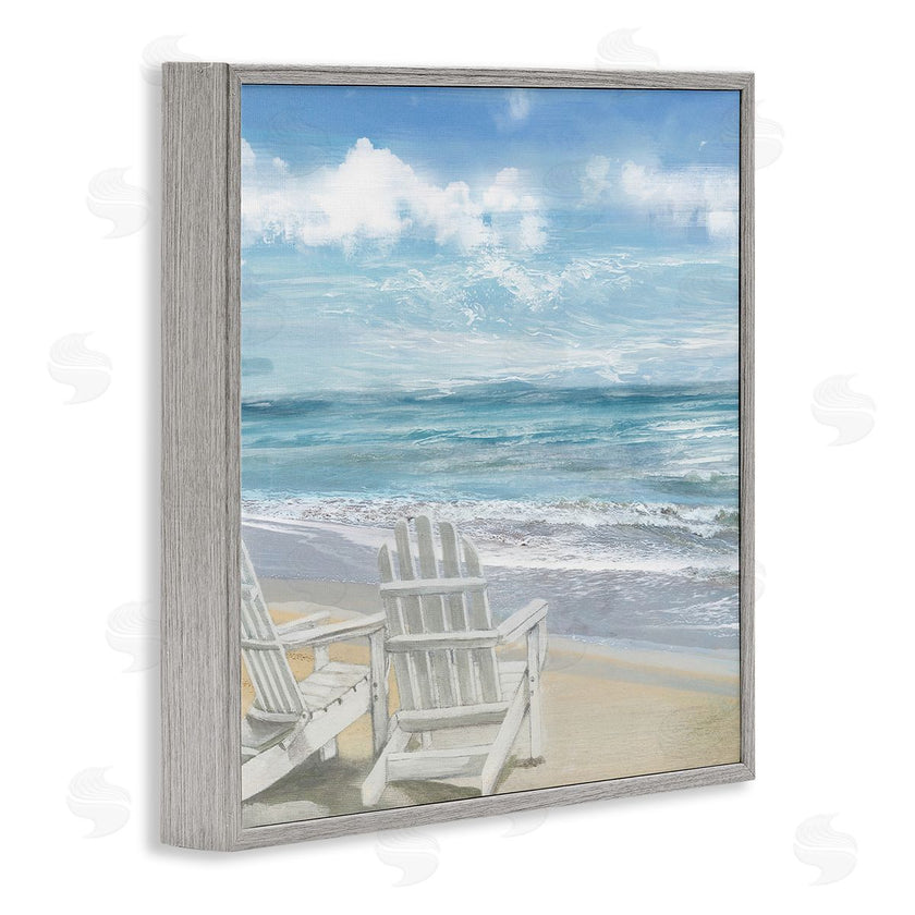 Main Line Art & Design | White Adirondack Chairs on Beach