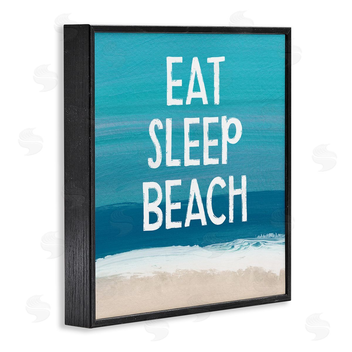 Eat Sleep Beach Painting Black Frame Print Wall Art, Home Decor by Linda Woods