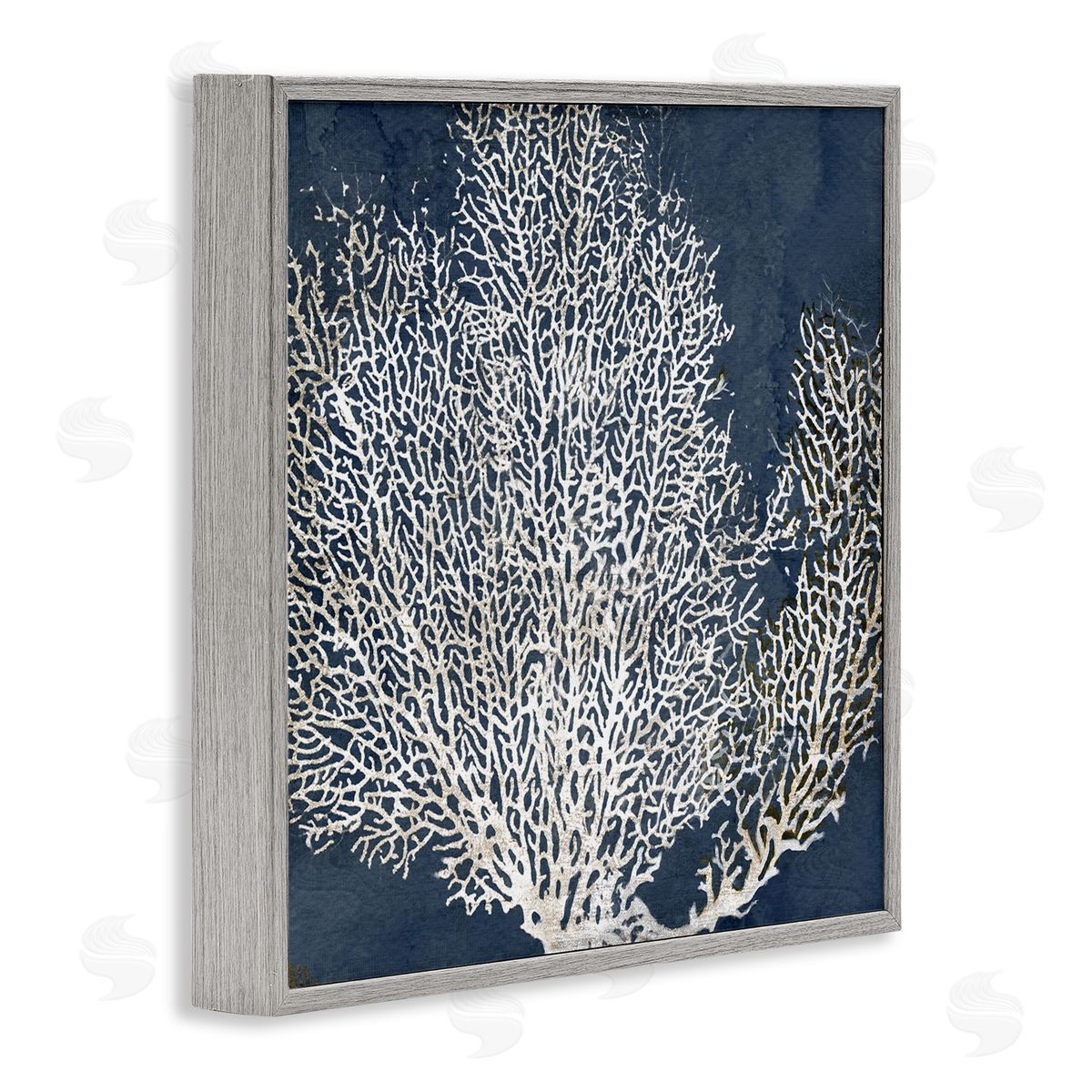 Sea Coral Ocean Life Silhouette Grey Frame Print Wall Art, Home Decor by Main Line Studio