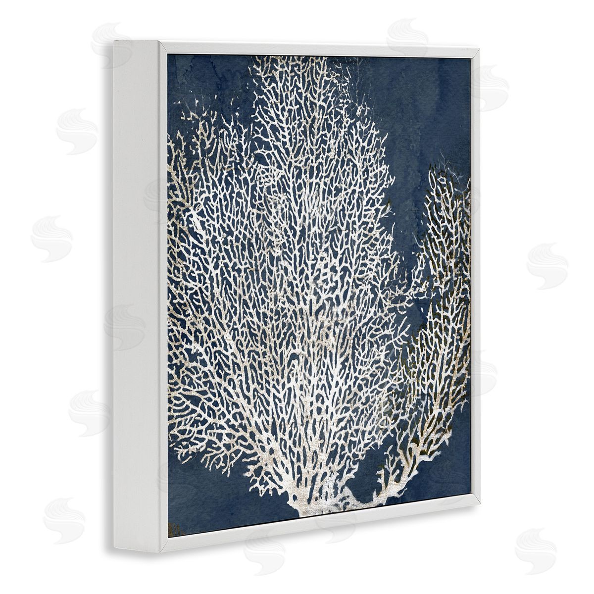 Sea Coral Ocean Life Silhouette White Frame Print Wall Art, Home Decor by Main Line Studio