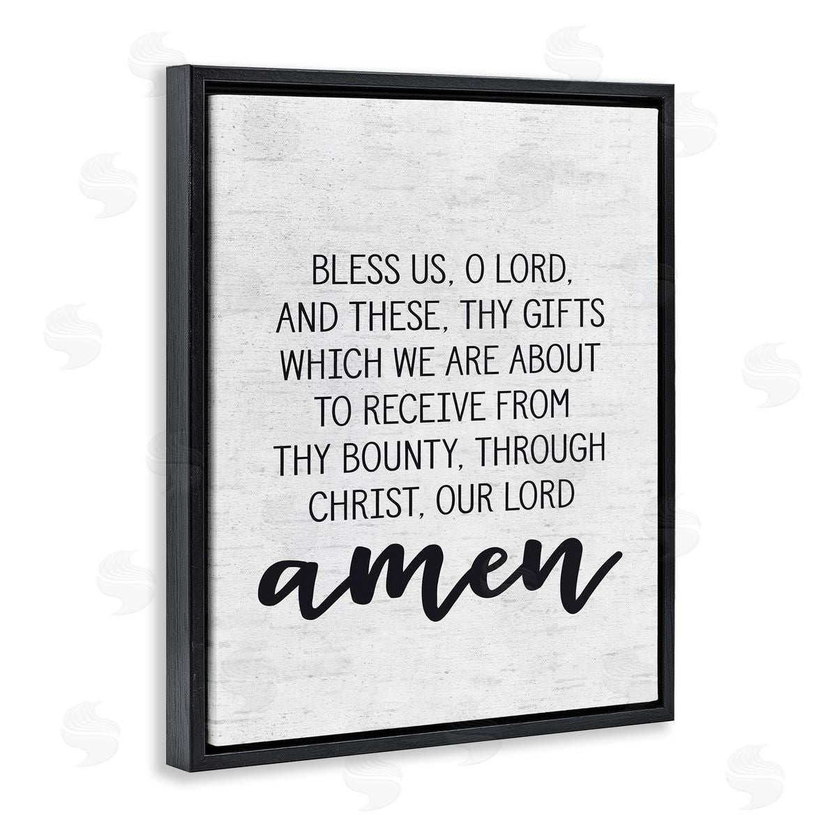 Before Meal Religious Prayer Black Floating Frame Canvas Wall Art, Home Decor by Lettered and Lined